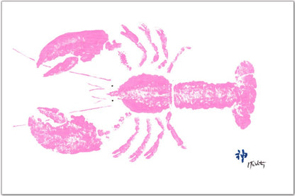 Pink Lobster Placemat featuring Gyotaku lobster artwork by Fishaye Trading Company