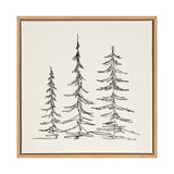 Sylvie Minimalist Evergreen Trees Sketch Framed Canvas by kateandlaurel - main product image for Resin Society