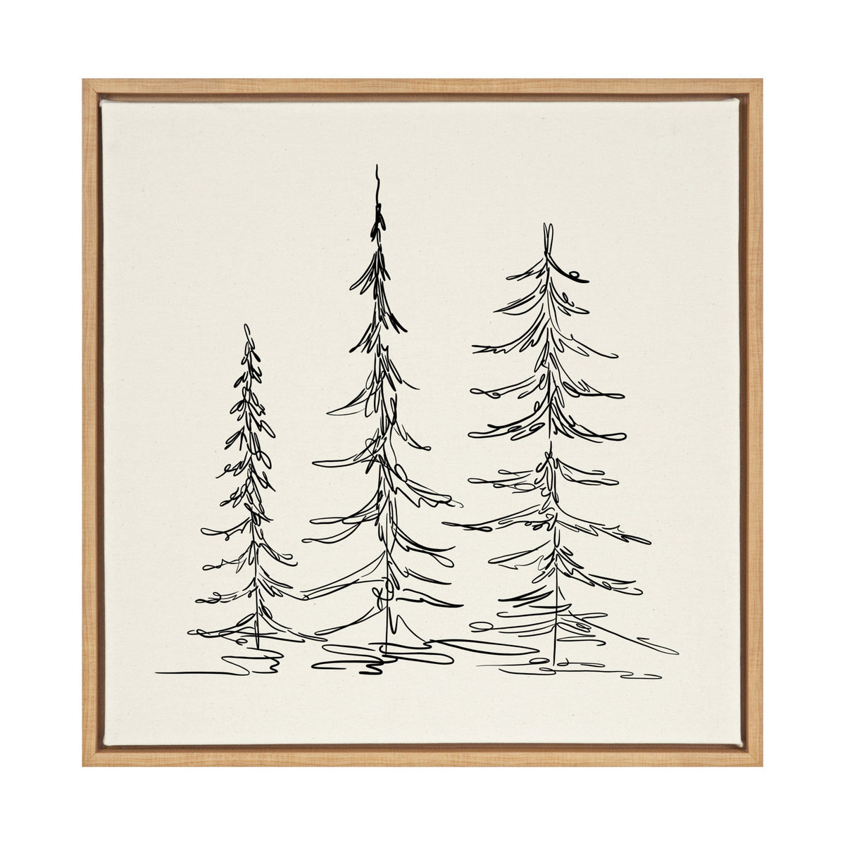 Sylvie Minimalist Evergreen Trees Sketch Framed Canvas by kateandlaurel - main product image for Resin Society