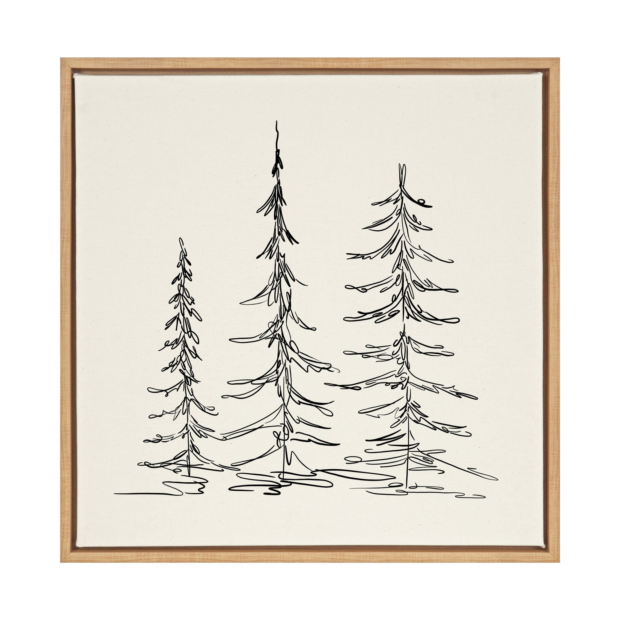 Sylvie Minimalist Evergreen Trees Sketch Framed Canvas by kateandlaurel - product image 10 for Resin Society