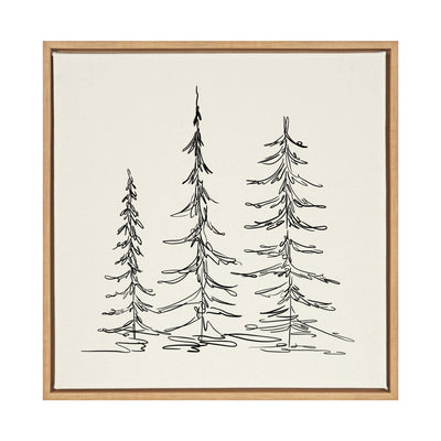 Sylvie Minimalist Evergreen Trees Sketch Framed Canvas by kateandlaurel - product image 10 for Resin Society