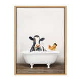 Sylvie Cow and Chicken in Rustic Bath Framed Canvas by kateandlaurel - product image 20 for Resin Society