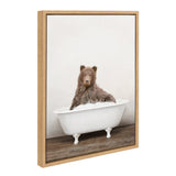 Sylvie Bear Rustic Bubble Bath Framed Canvas