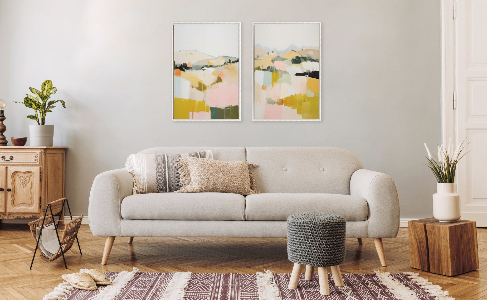 Sylvie Beaded Quaint Vista II and III Framed Canvas Art Set by Amy Lighthall