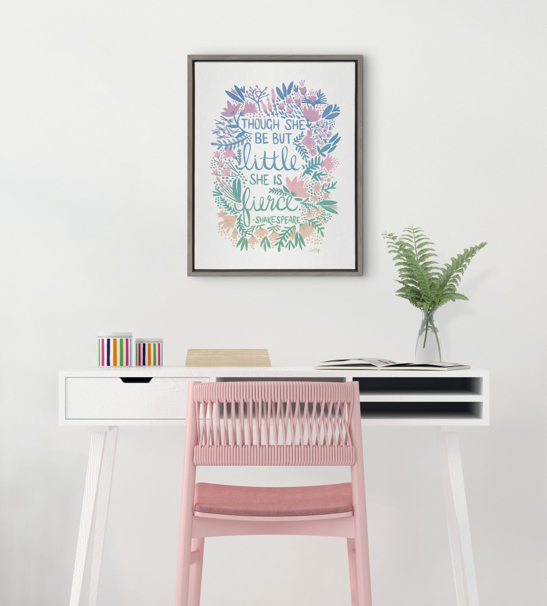 Sylvie Little Fierce Lavender and Mint Framed Canvas by kateandlaurel - product image 7 for Resin Society