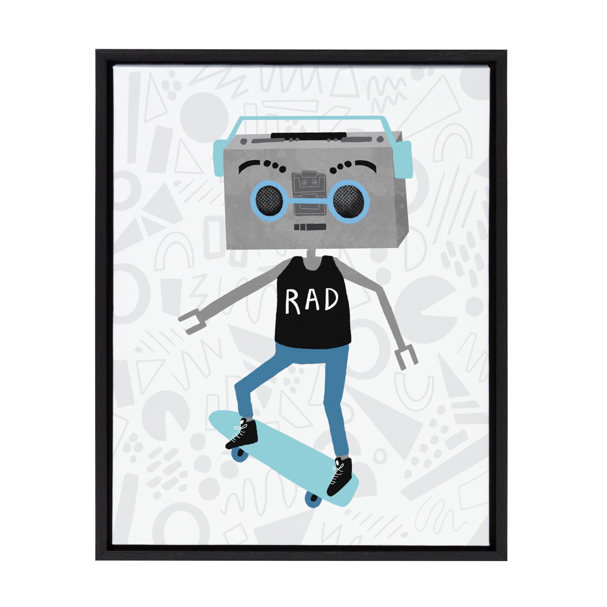 Sylvie Boom Box Boy 1 Framed Canvas by Molly Fabiano, Black 18x24 by kateandlaurel - main product image for Resin Society