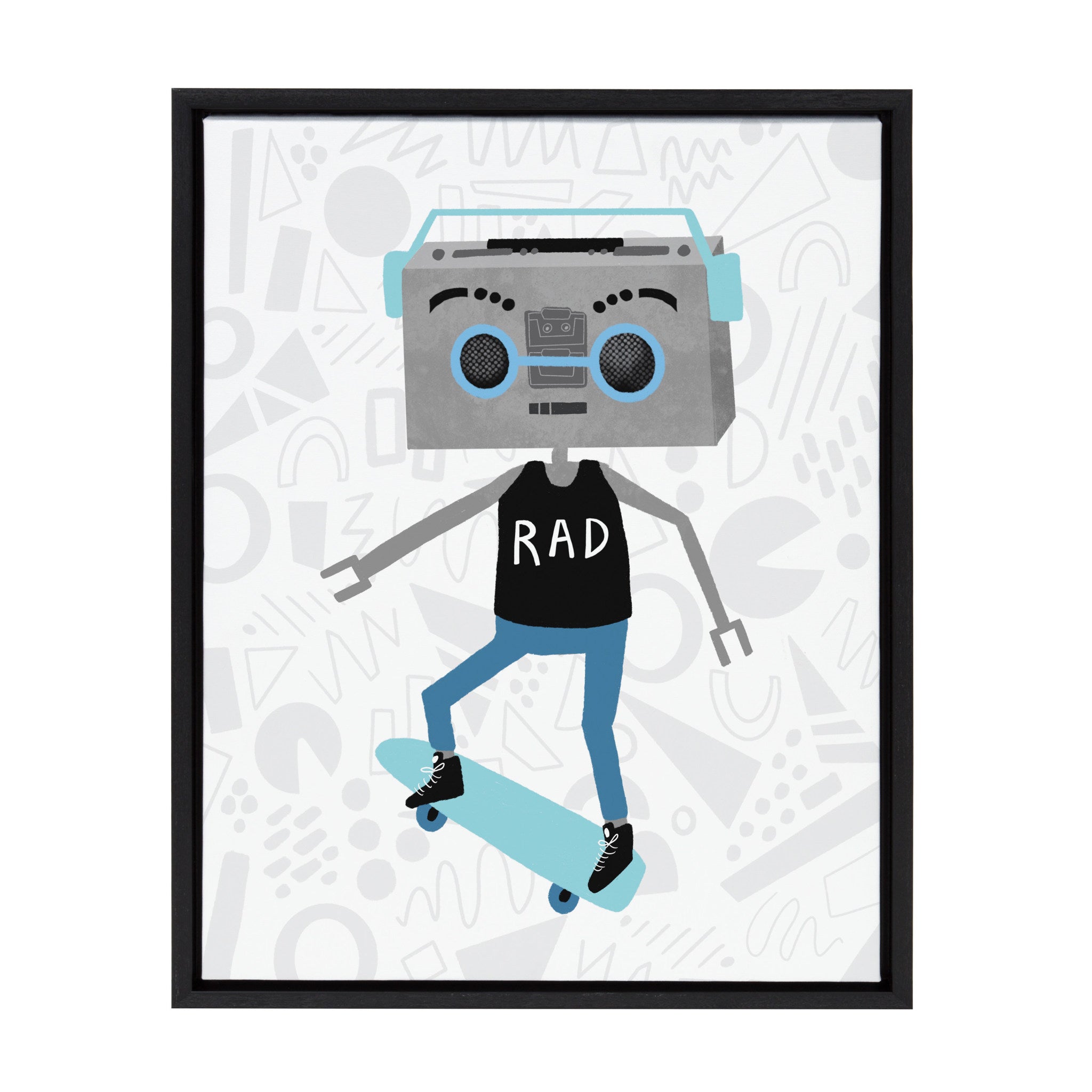 Sylvie Boom Box Boy 1 Framed Canvas by Molly Fabiano, Black 18x24 by kateandlaurel - main product image for Resin Society