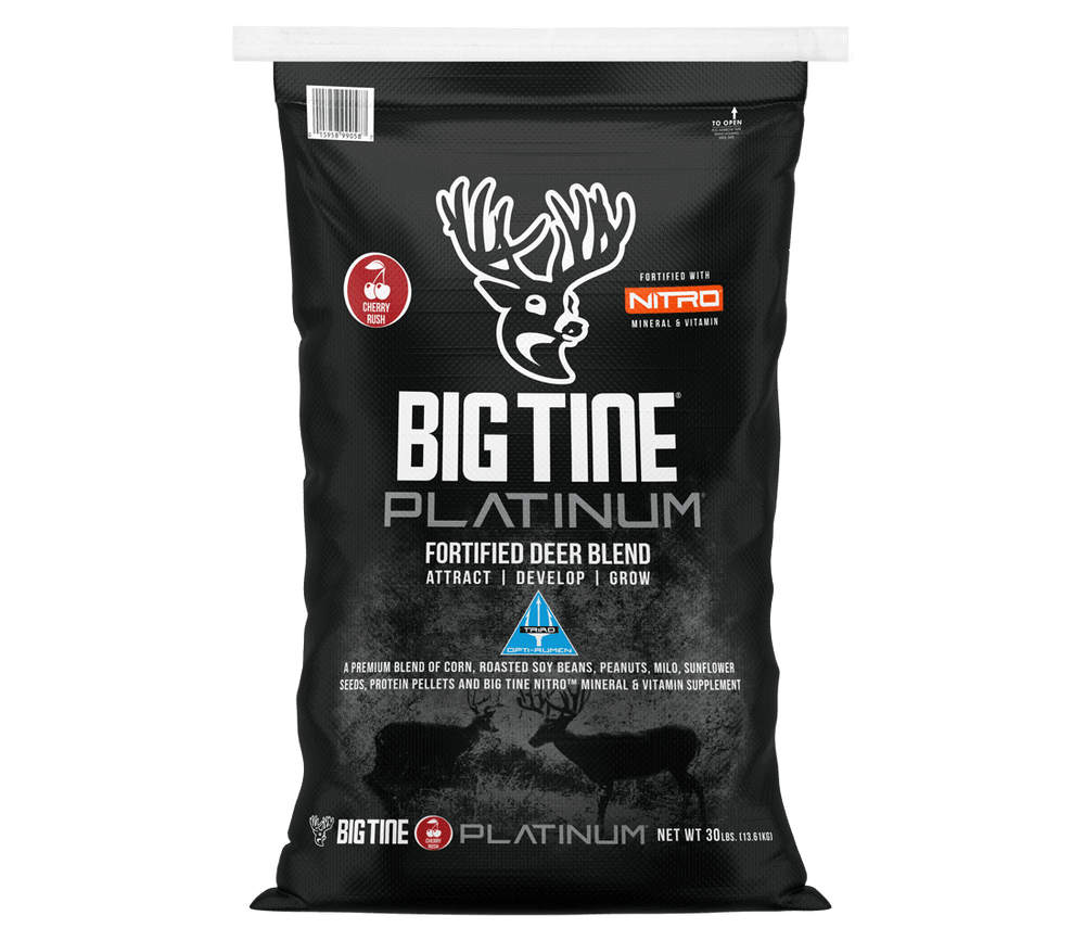 BIG TINE PLATINUM deer feed bag with Cherry Rush scent and supplement blend