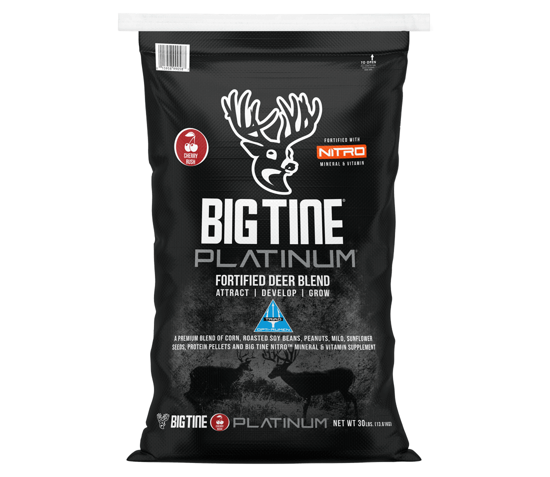 BIG TINE PLATINUM deer feed bag with Cherry Rush scent and supplement blend