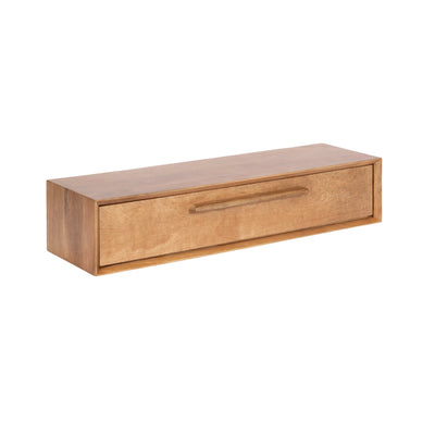 McCutcheon Floating Console Table mounted on wall with books and decor
