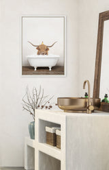 Sylvie Highland Cow and Duckling in Rustic Bath Framed Canvas by kateandlaurel - product image 4 for Resin Society