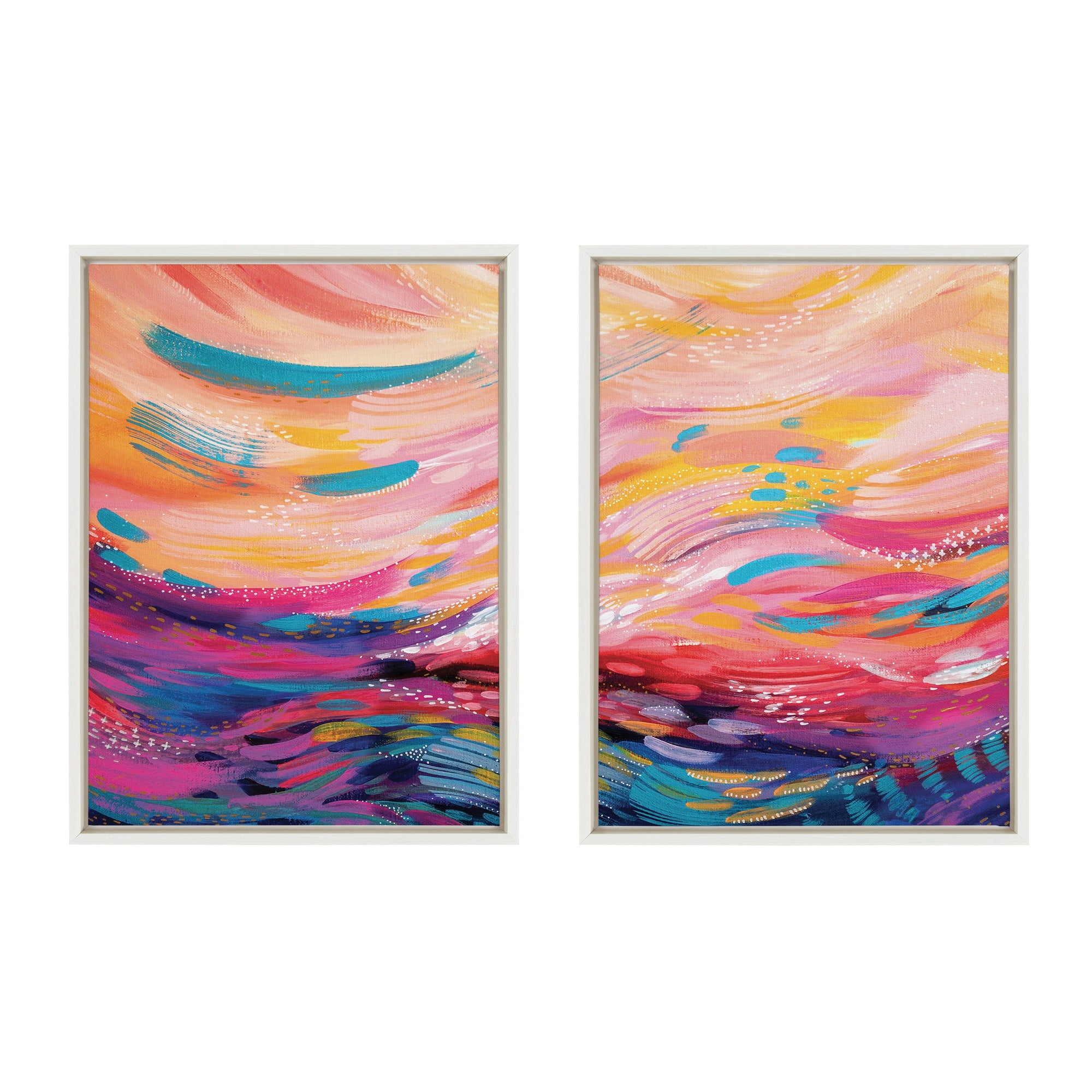 Sylvie Brush Strokes 90 Framed Canvas Set by kateandlaurel - product image 7 for Resin Society