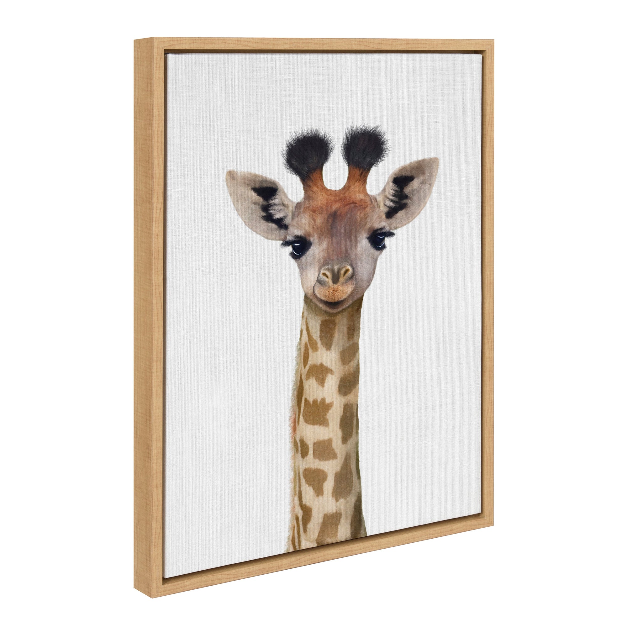 Sylvie Baby Giraffe Color Illustration Framed Canvas by kateandlaurel - main product image for Resin Society
