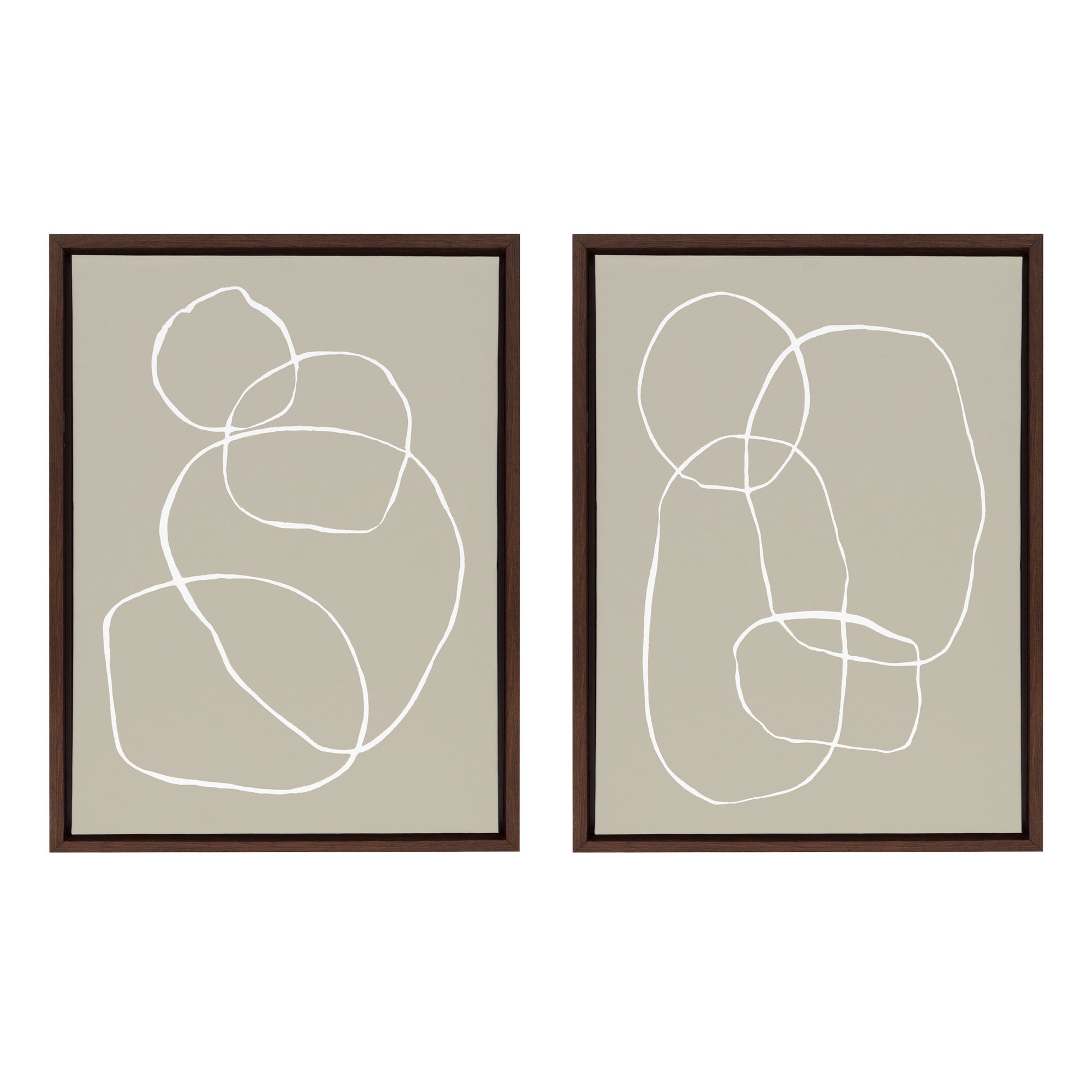 Sylvie Beige Going in Circles Framed Canvas Set by kateandlaurel - main product image for Resin Society