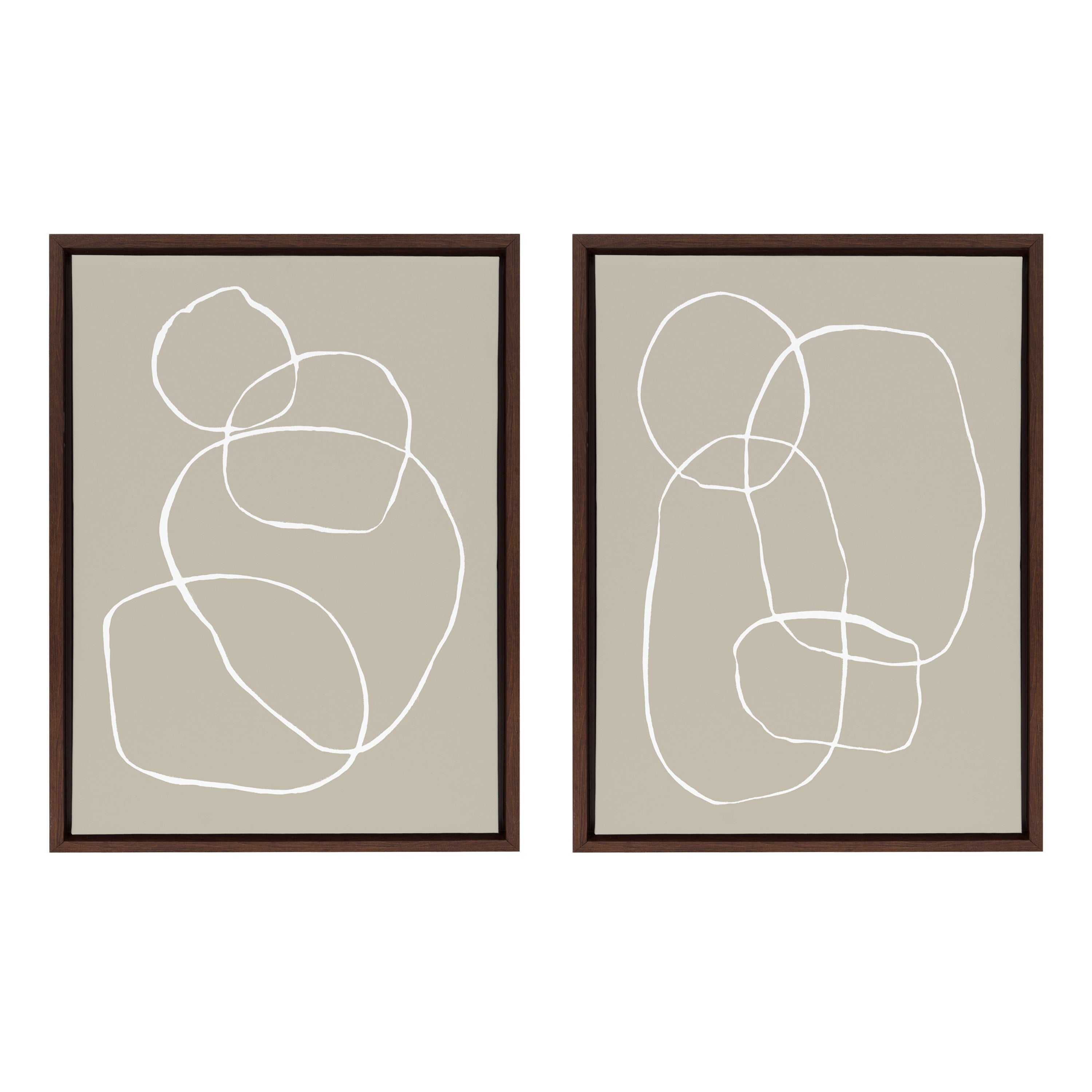 Sylvie Beige Going in Circles Framed Canvas Set by kateandlaurel - main product image for Resin Society