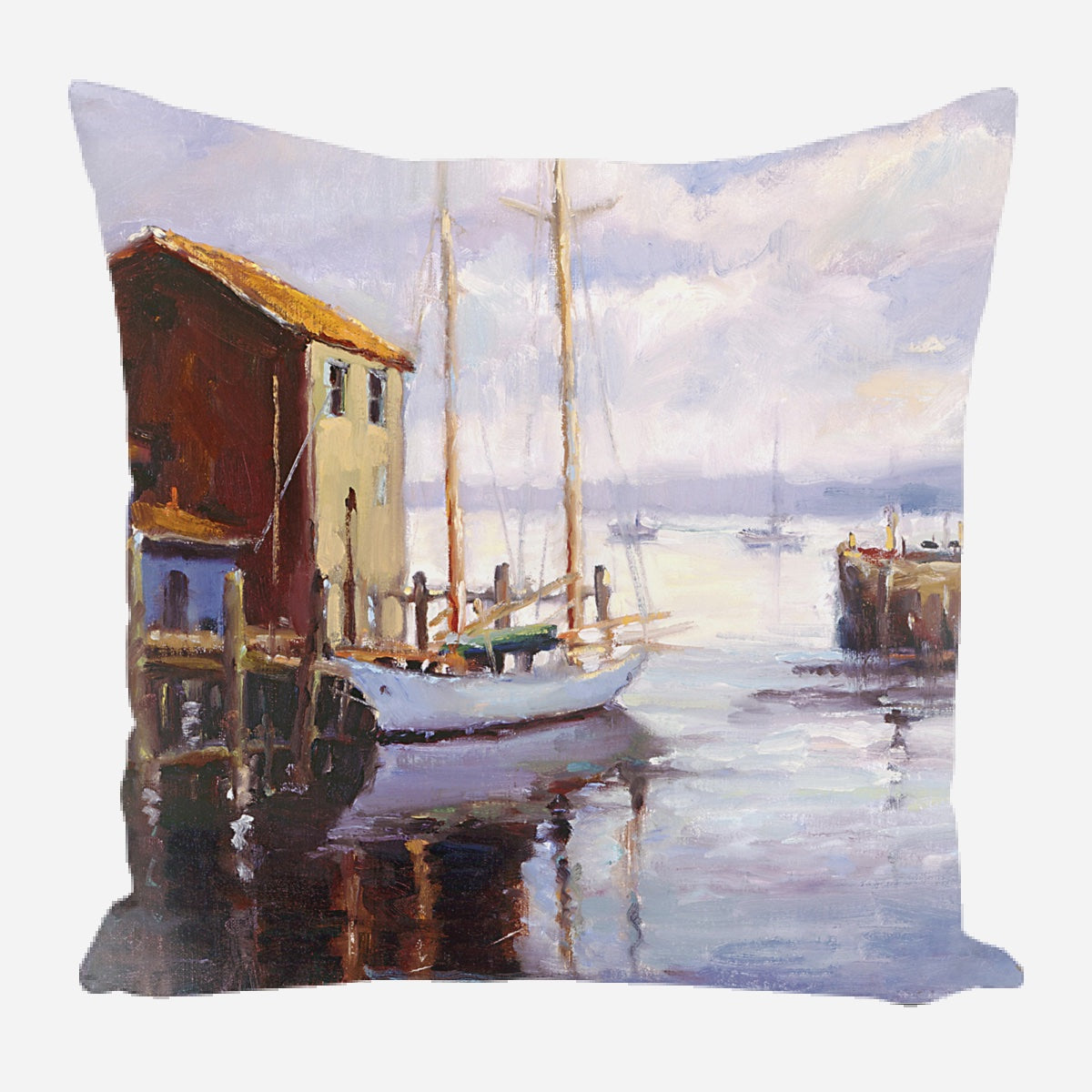 Portuguese Sailboat in Harbor Pillow by John Beard Collection - main product image for Resin Society