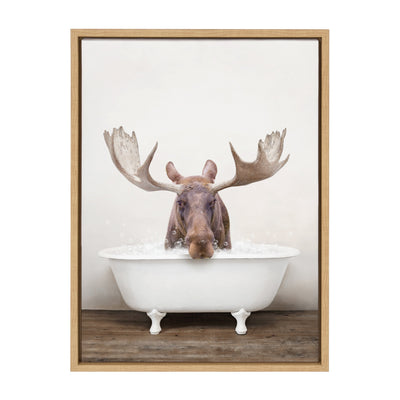 Sylvie Moose Rustic Bubble Bath Framed Canvas by kateandlaurel - product image 14 for Resin Society