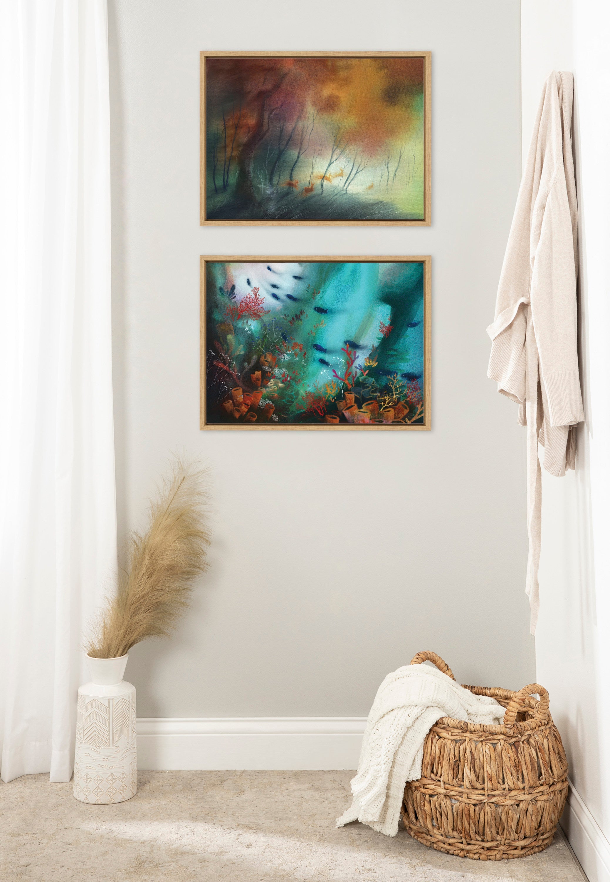 Sylvie Coral Cove Framed Canvas by Faryn Hughes