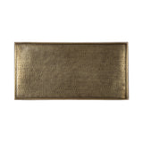 Rectangular metallic tray with a hammered texture and raised edges in a warm bronze tone, shown from above against a white background.