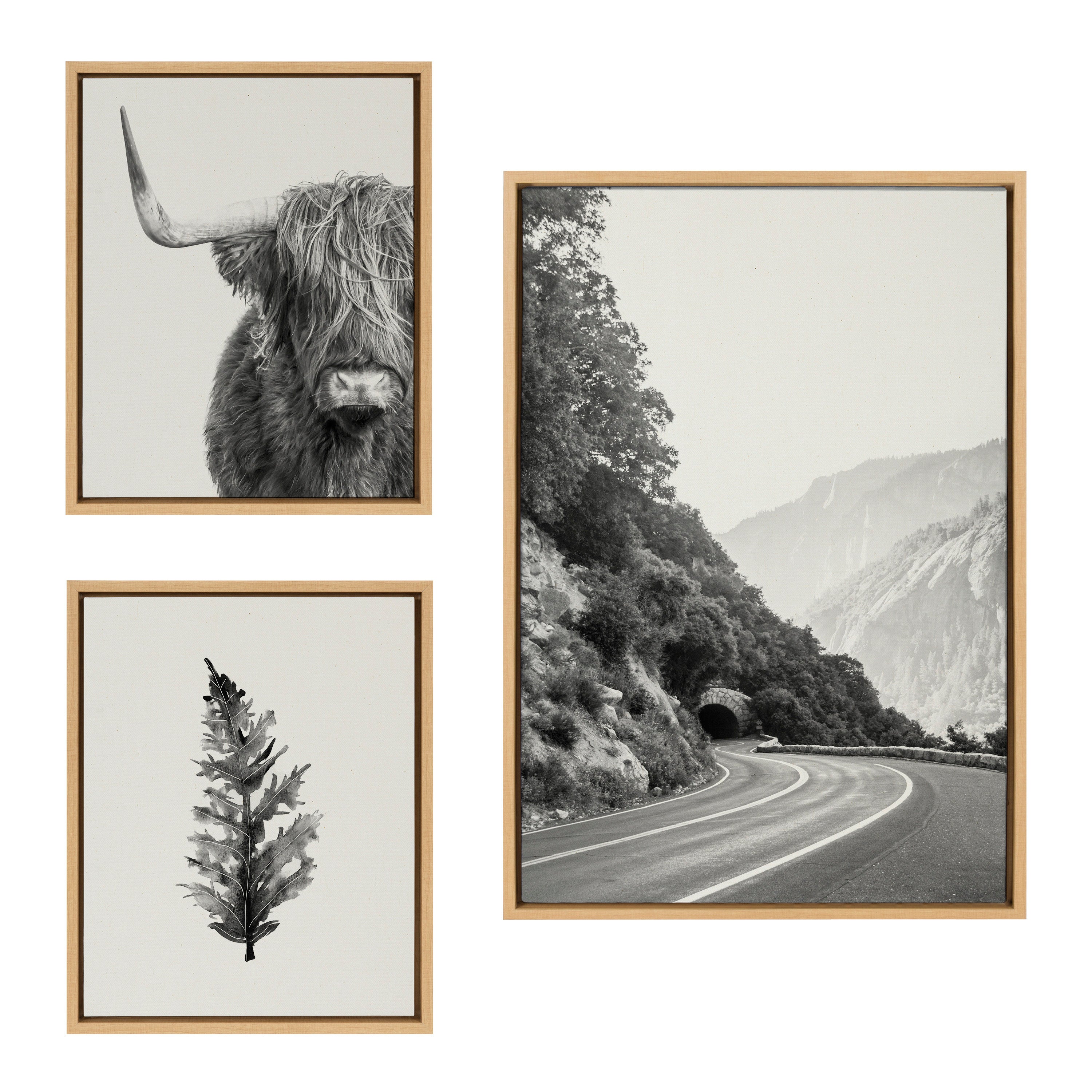 Sylvie Highland Cow and Vintage Botanical Framed Canvas Set by Various by kateandlaurel - product image 7 for Resin Society