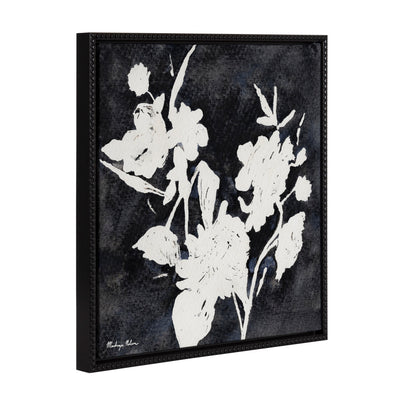 Black and white framed canvas art of wildflowers with a vintage beaded frame by Mackenzie Nelson