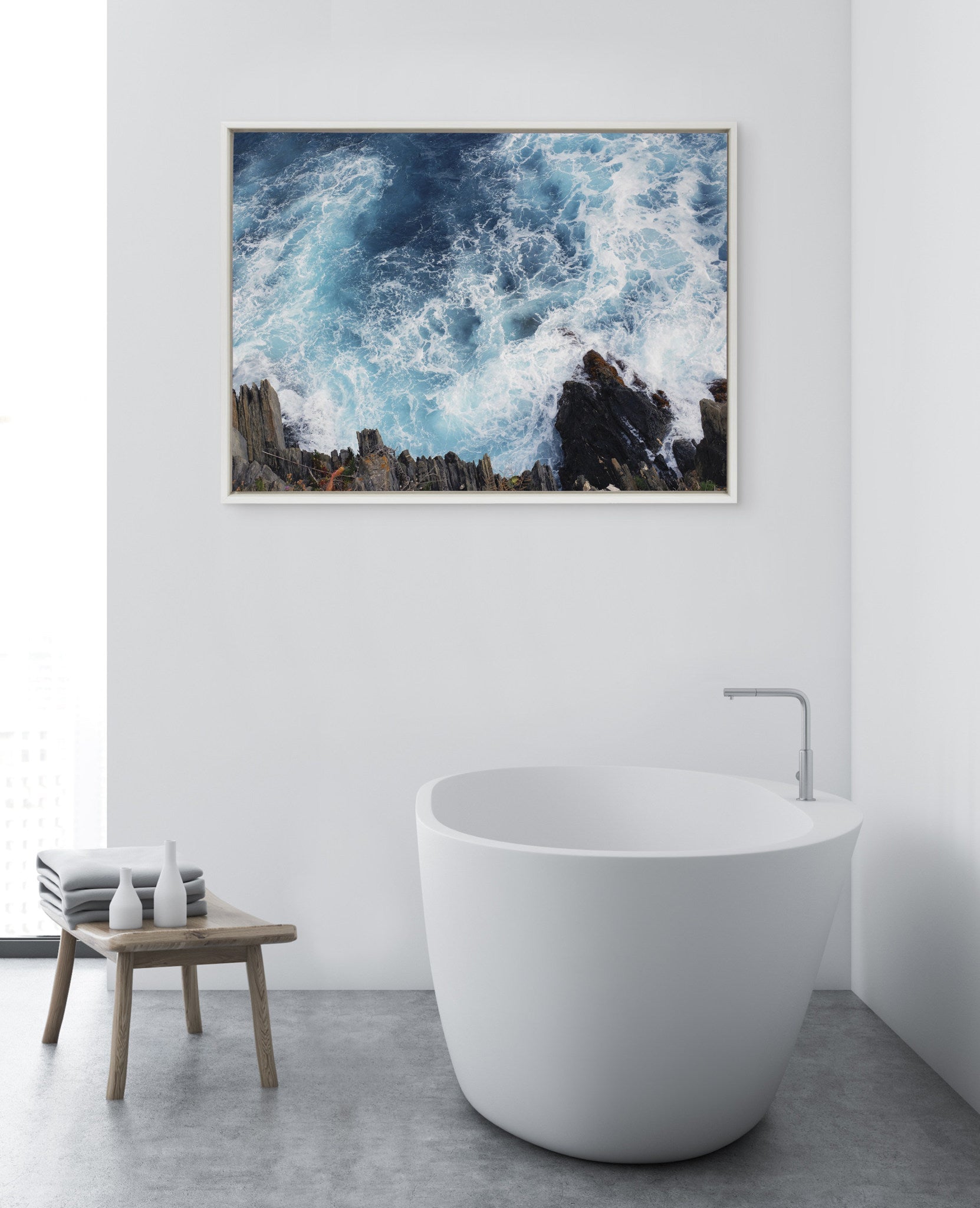 Sylvie Sea Foam Framed Canvas by kateandlaurel - product image 6 for Resin Society