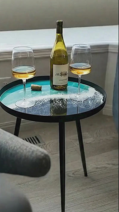 Resin Art Side Table by Lynn & Liana Designs