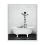 Sylvie Giraffe 2 in the Tub Framed Canvas by kateandlaurel - main product image for Resin Society