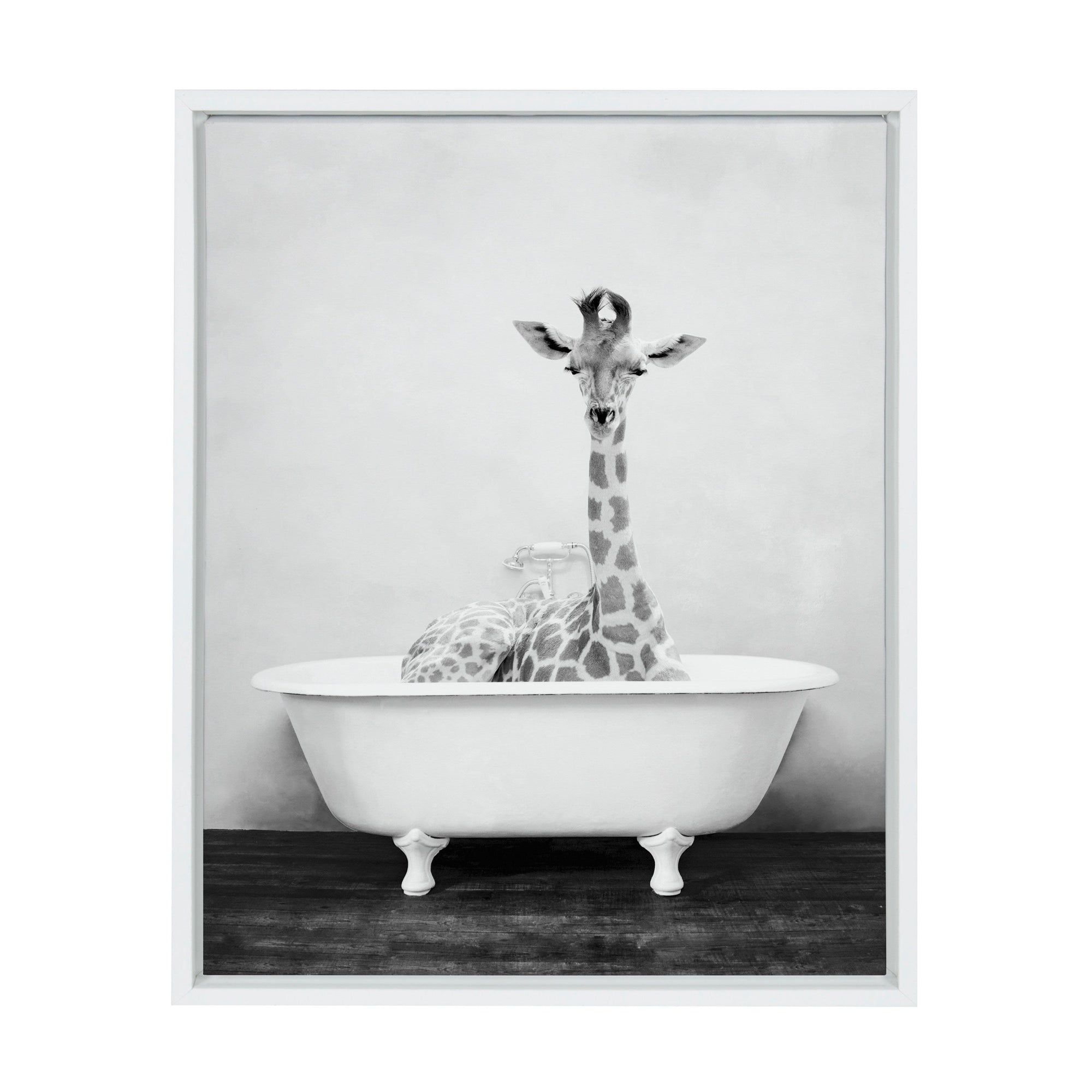 Sylvie Giraffe 2 in the Tub Framed Canvas by kateandlaurel - product image 10 for Resin Society