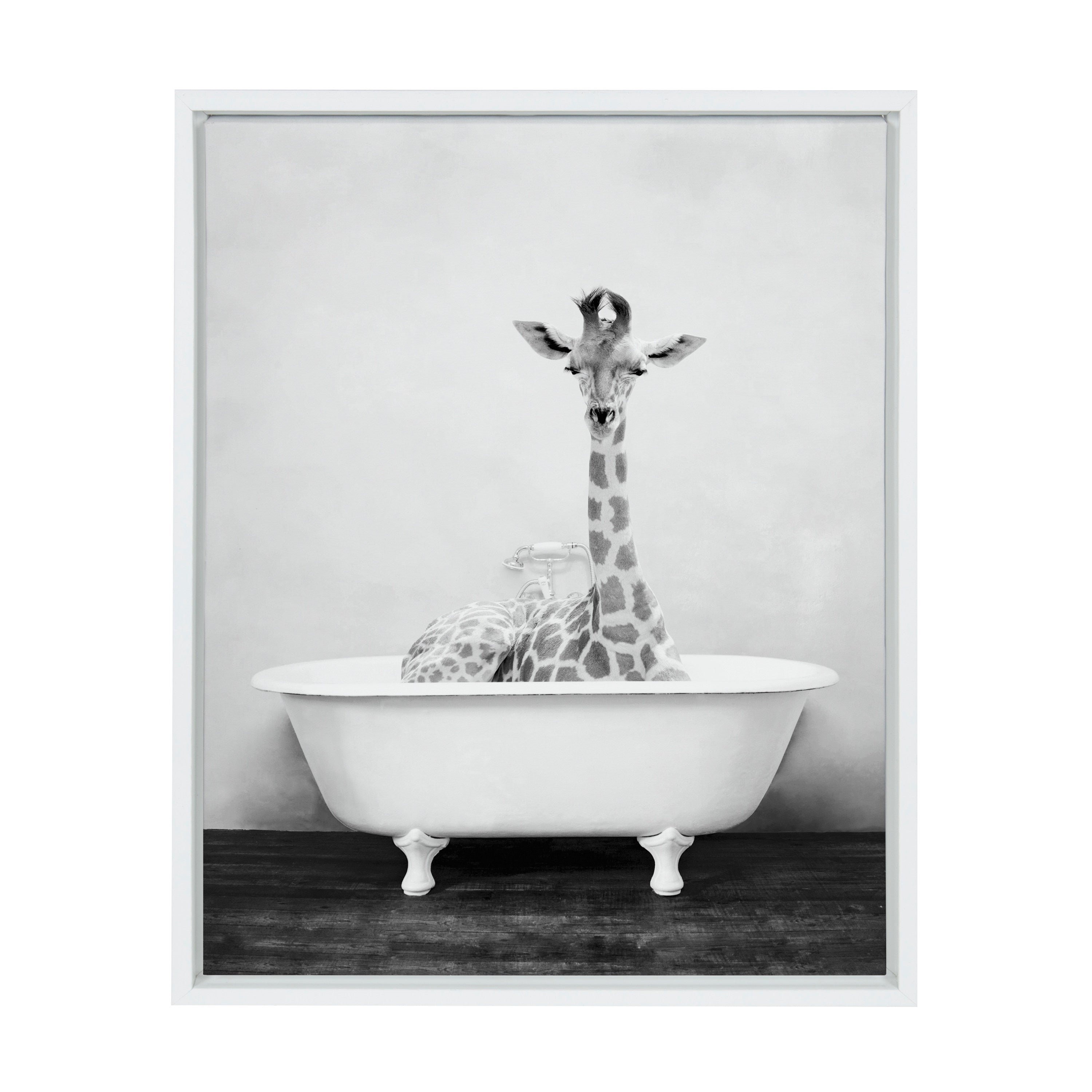 Sylvie Giraffe 2 in the Tub Framed Canvas by kateandlaurel - product image 10 for Resin Society