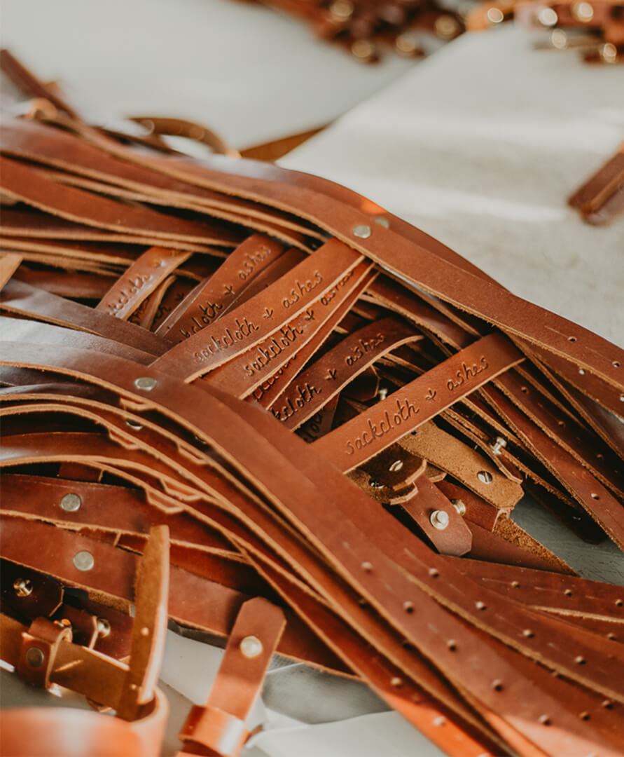 Leather Blanket Roll detail image - Resin Society
