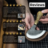 Professional leather crafting half round knife with ash wood handle and carbon steel blade