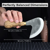 Professional leather crafting half round knife with ash wood handle and carbon steel blade