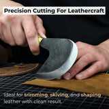 Professional leather crafting half round knife with ash wood handle and carbon steel blade