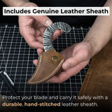 Professional Kiridashi marking knife with carbon steel blade and leather sheath