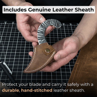Professional Kiridashi marking knife with carbon steel blade and leather sheath