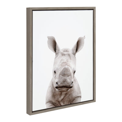 Sylvie Animal Studio Baby Rhino Framed Canvas by Amy Peterson Art Studio in a modern frame