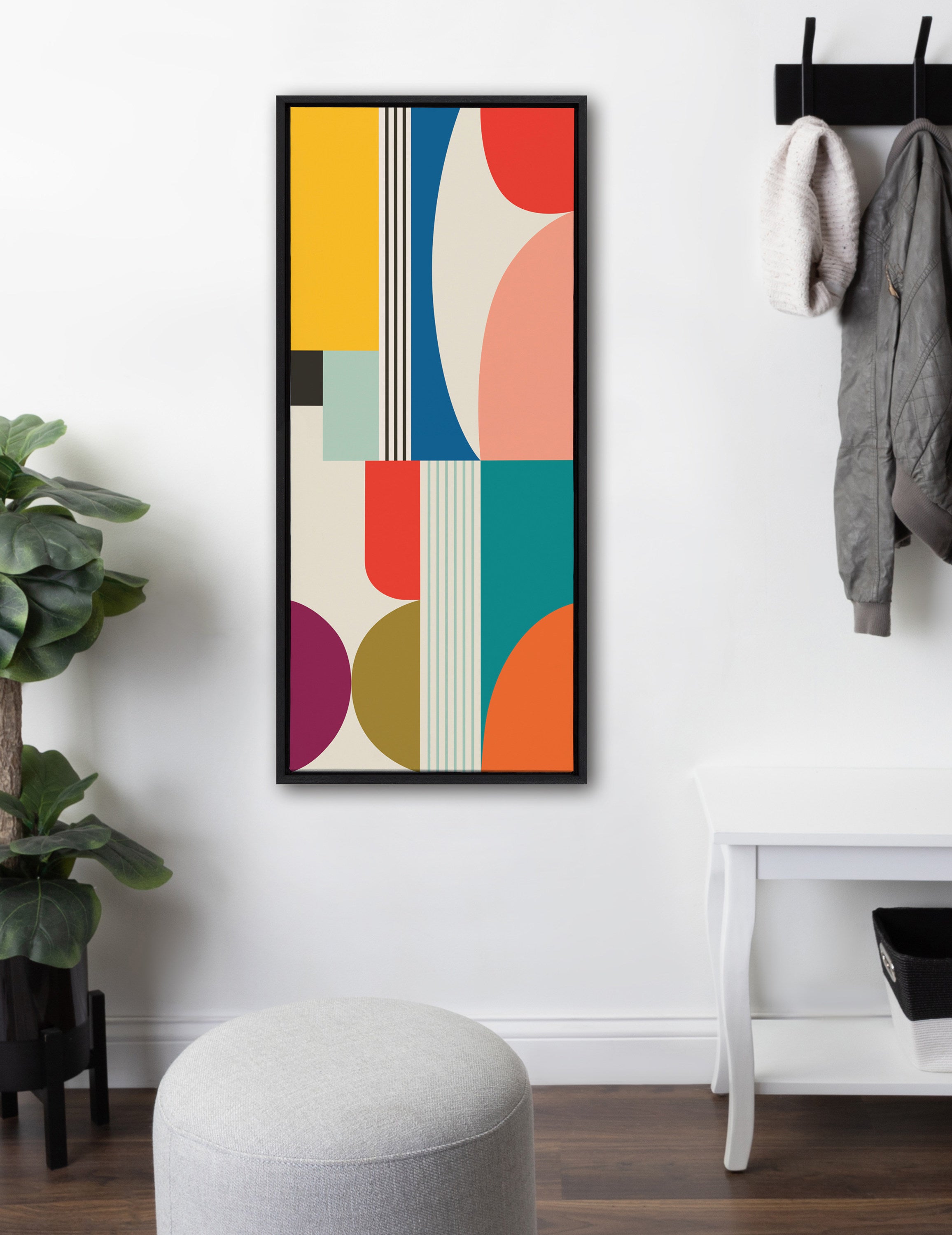 Sylvie Mid Century Modern Pattern Framed Canvas