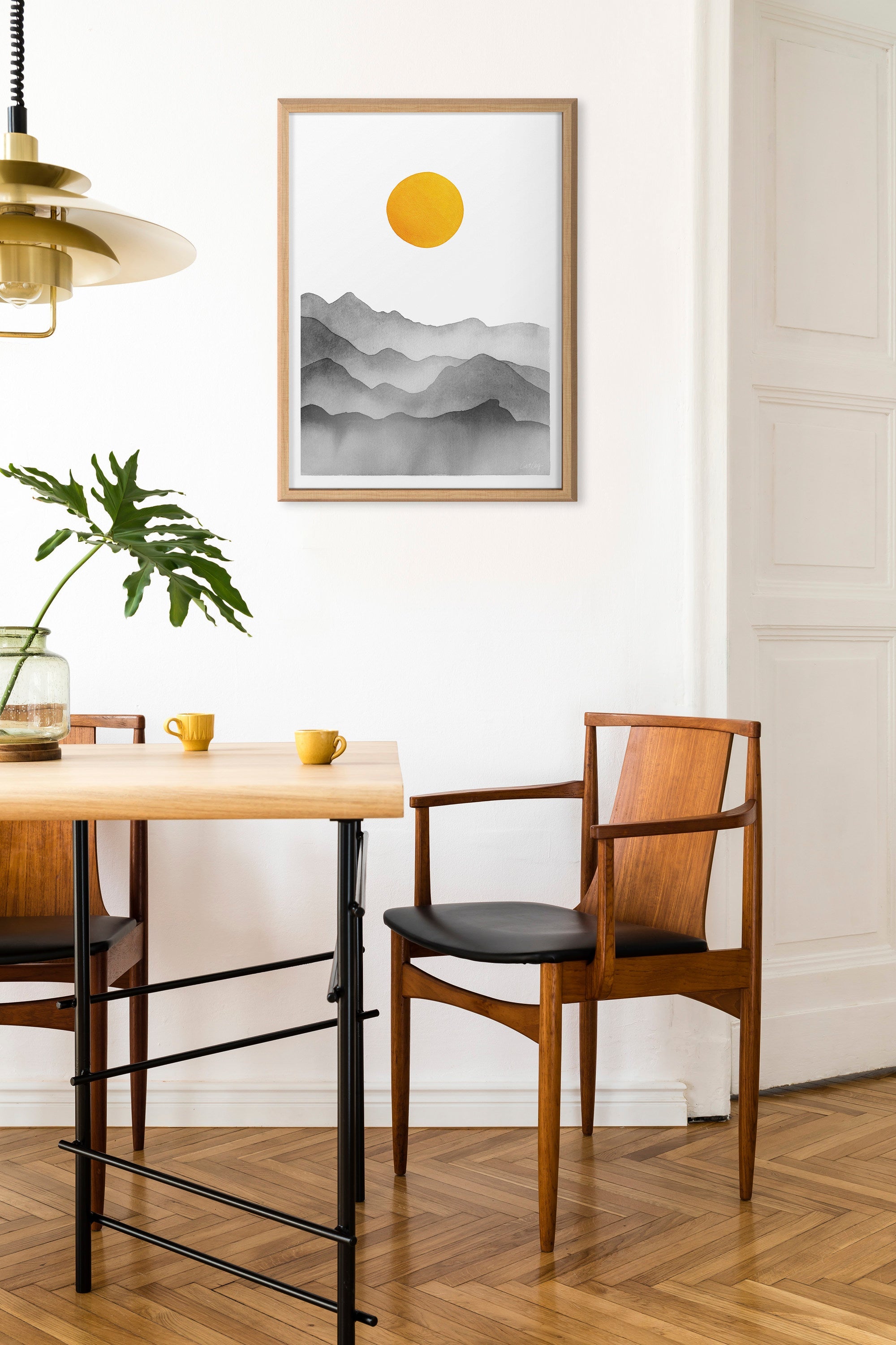 Blake Black Yellow Mountain Range Silhouette Framed Printed Glass by kateandlaurel - product image 11 for Resin Society