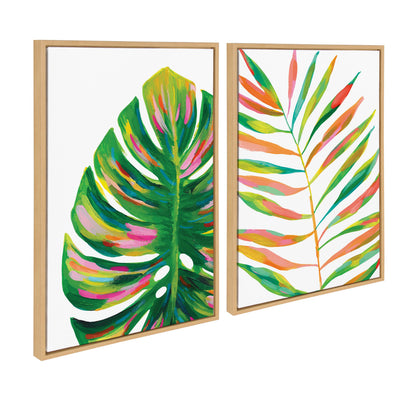 Sylvie EV Monstera and EV Palma No 2 Framed Canvas Art Set by Jessi Raulet of Ettavee