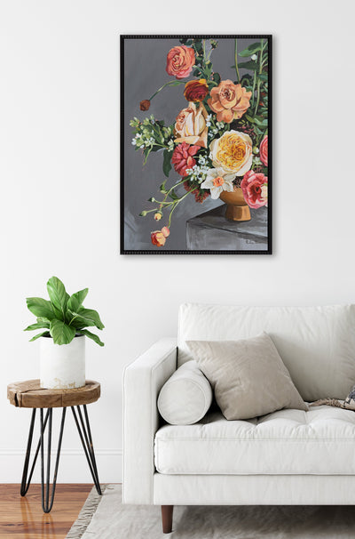 Sylvie Beaded Floral Emergence Framed Canvas by Mackenzie Nelson