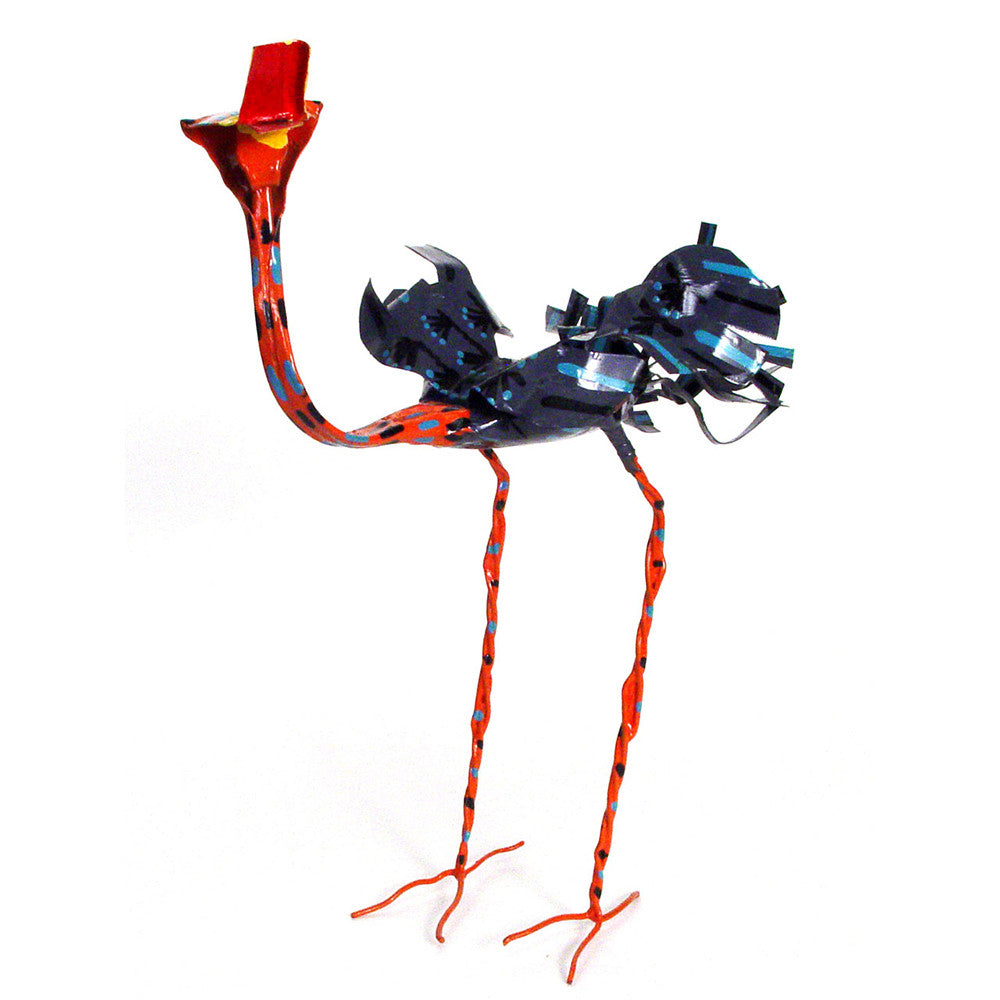 Large Tin Ostrich sculpture by Mbare Ltd displayed against a neutral background