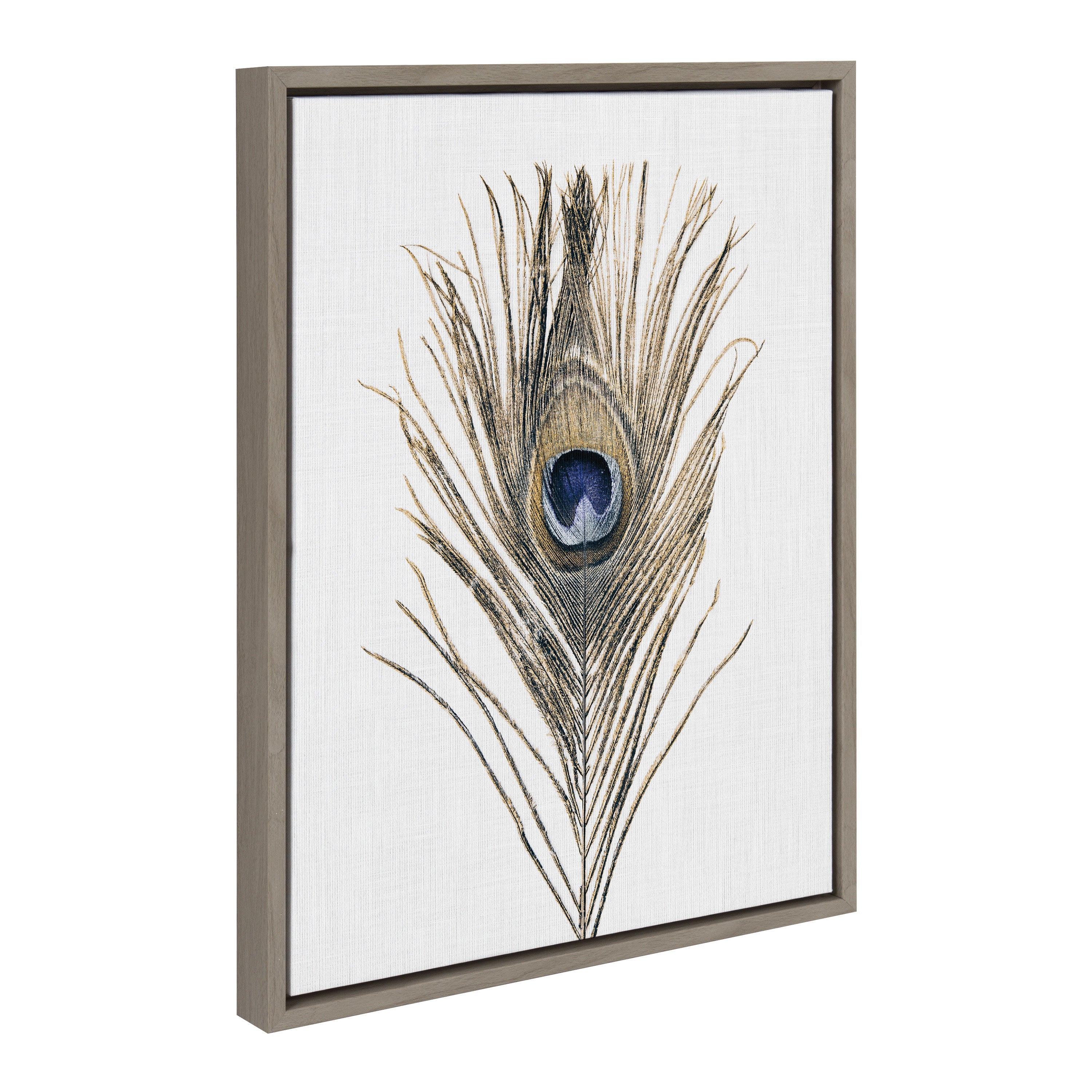 Sylvie Peacock Feather Framed Canvas by Simon Te of Tai Prints