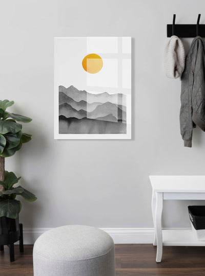 Black Yellow Mountain Range Silhouette Floating Acrylic Art by kateandlaurel - product image 7 for Resin Society