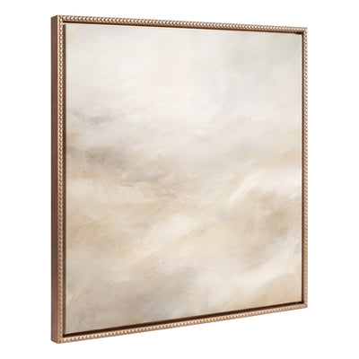 Sylvie Beaded Tonal Abstract White Beige Framed Canvas showing texture and natural neutrals