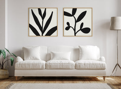Sylvie Modern Botanical Neutral Abstract 1 Framed Canvas