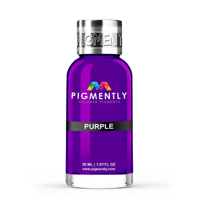 Purple Liquid Epoxy Dye bottle and color sample