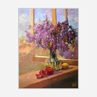 Purple Flowers Artist Enhanced Canvas Print by John Beard Collection - product image 5 for Resin Society