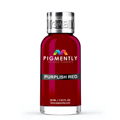 Purplish Red Liquid Epoxy Dye bottle and color samples