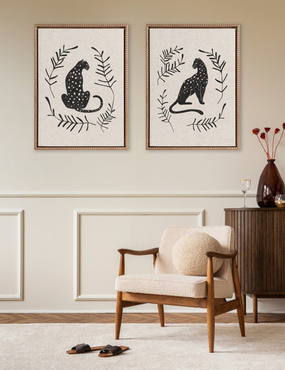 Sylvie Beaded Jungle Black and Jungle Black 2 Neutral Linen Bright Framed Canvas Art Set by Alexander Ginzburg